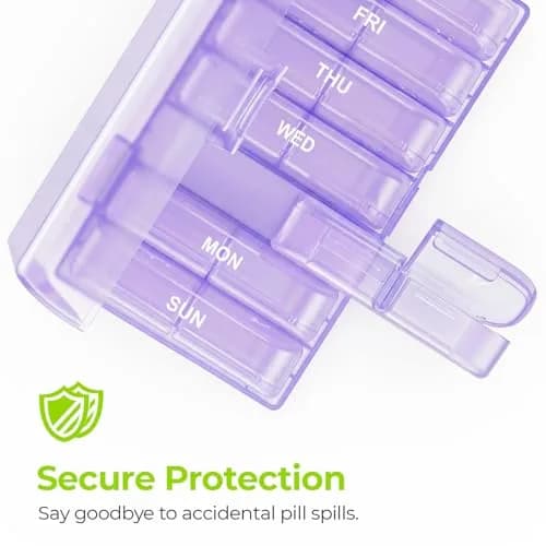 AUVON Weekly Pill Organizer 2 Times a Day, Large Pill Box 7 Day with 14 Compartments | Personal Pill Dispenser thumbnail 4