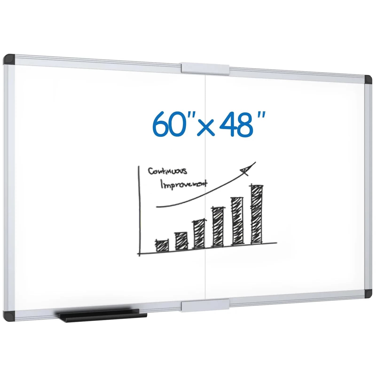 VIZ-PRO Large Magnetic Dry Erase Whiteboard 152 x 122 cm (60 x 48 Inches) | Smooth Writing Surface for Office, School, Home