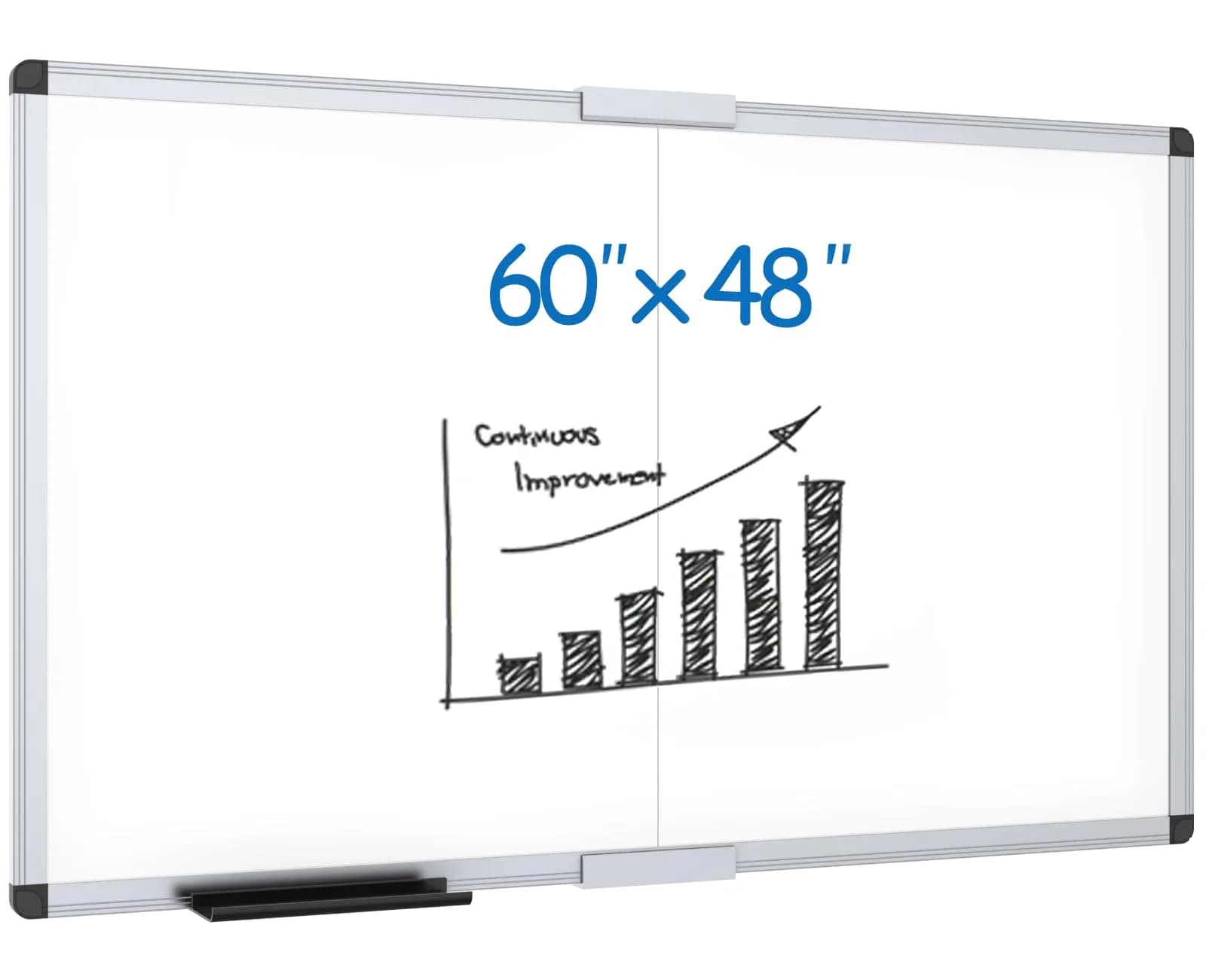 VIZ-PRO Large Magnetic Dry Erase Whiteboard 152 x 122 cm (60 x 48 Inches) | Smooth Writing Surface for Office, School, Home — 60 X 48 Inches