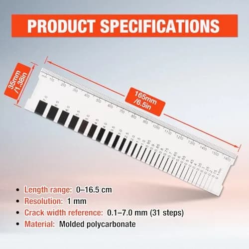 MOETER Concrete Crack Width Gauge Ruler 16.5cm (6.5in) | Precision Measurement Tool for Structural Analysis thumbnail 2