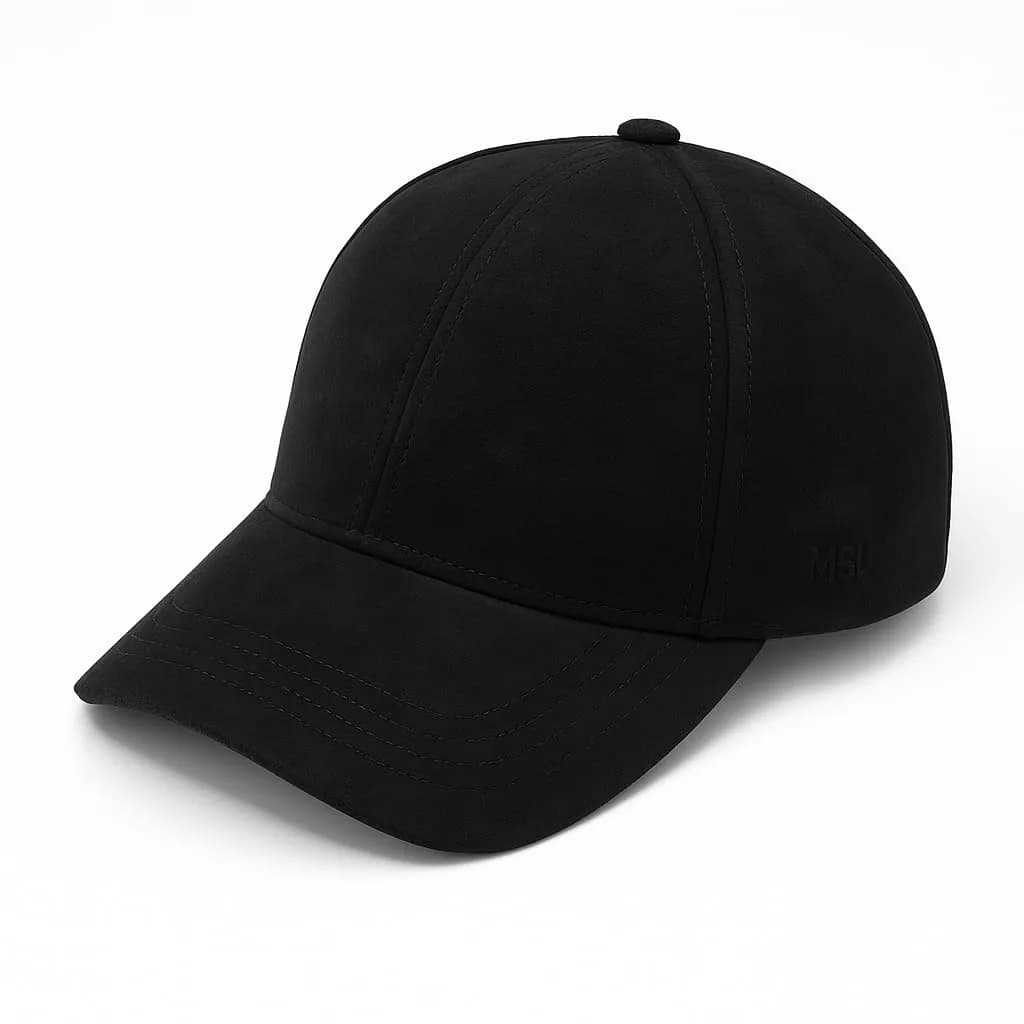 Mumcu's Leather Baseball Cap Sheepskin Adjustable Classic Referee Snapback Hat (Red) | Genuine Leather — Suede Black