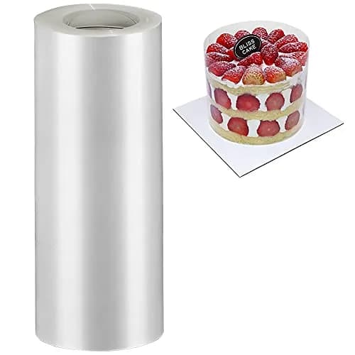 BYKITCHEN Clear Acetate Cake Collar Roll 20cm x 10m (8in x 32.8ft) | Food Grade PP for Mousse & Chocolate Shaping thumbnail 1