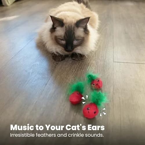Catstages Strawbabies Dental Cat Chew Toy 3-Pack | Catnip & Feathers for Play & Dental Health thumbnail 6