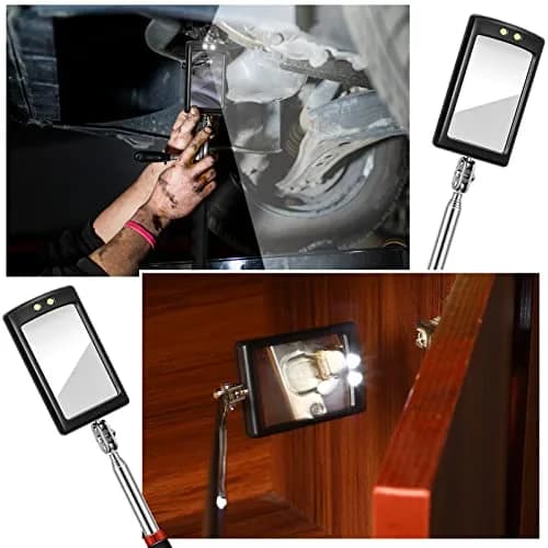 Blulu Precision Measuring Inspection Mirror 3-Piece Set | Telescoping, Lighted, Oval Style for Small Parts & Vehicle Checks thumbnail 5