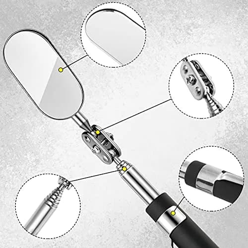 Blulu Precision Measuring Inspection Mirror 3-Piece Set | Telescoping, Lighted, Oval Style for Small Parts & Vehicle Checks thumbnail 3
