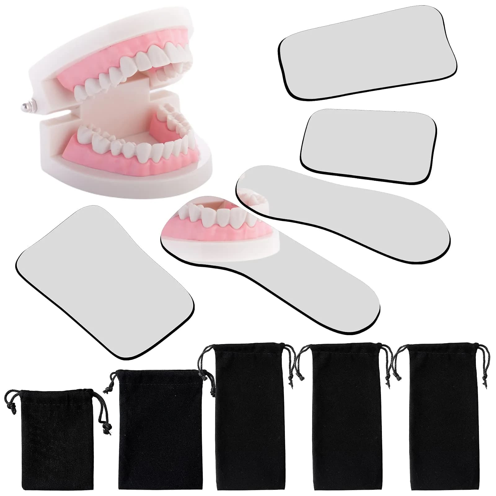 Frienda Dental Photography Mirrors Intraoral Buccal Occlusal Reflector Set | 5 Pcs Glass Mirrors for Teeth Photos - main product image