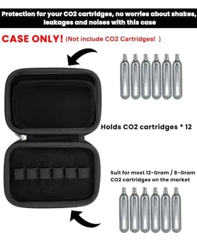 RAIACE CO2 Cartridges Storage Case Black | Holds 12pcs CO2 Cartridges, Protective Travel Bag thumbnail 2
