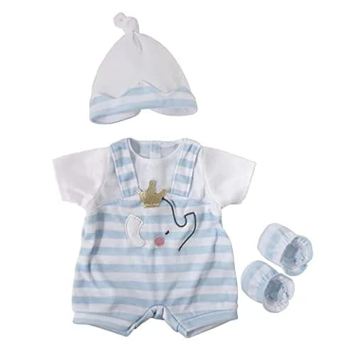 JC Toys Berenguer Boutique Baby Doll Outfit 14-16" | Blue Stripes & White Shorts, Includes Headband & Booties, Ages 2+ thumbnail 1