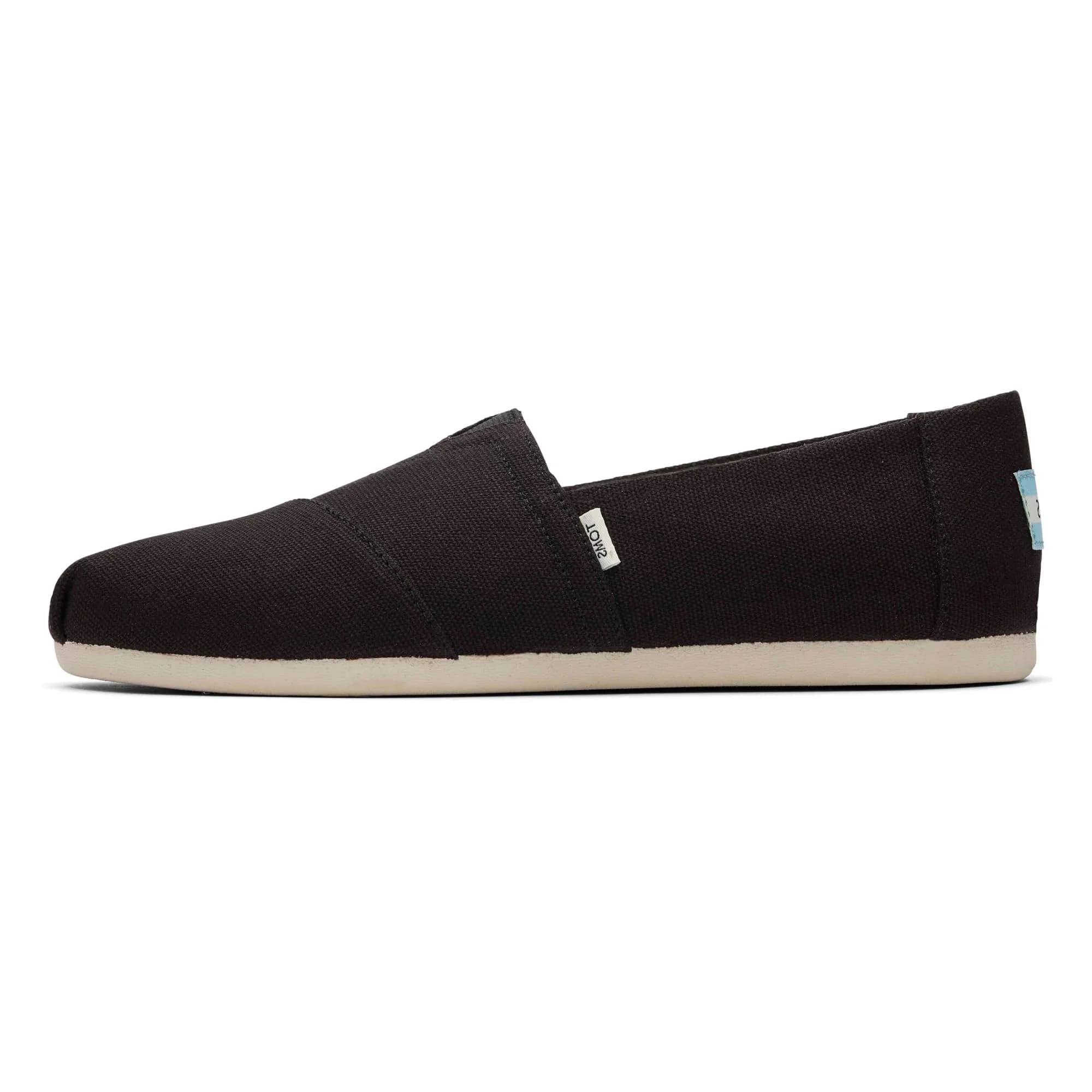 TOMS Women's Alpargata Classic Espadrille Black Recycled Canvas 23.6cm (US 6.5) | Comfortable Slip-On Flats for Everyday Wear