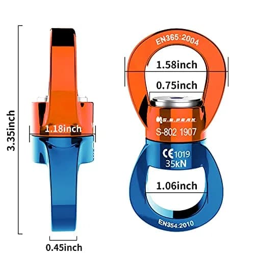 PROND 35kN Swing Swivel Rotational Device with Carabiner, 73g (2.58oz) — Heavy Duty for Tree Swings & Aerial Dance thumbnail 3