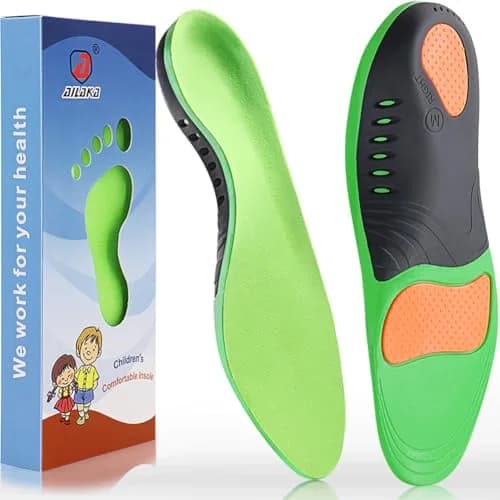 Ailaka Kids Arch Support Shoe Insert - Plantar Fasciitis Insoles for Flat Feet & High Arch, 1-3 M US Little Kid, Green thumbnail 1
