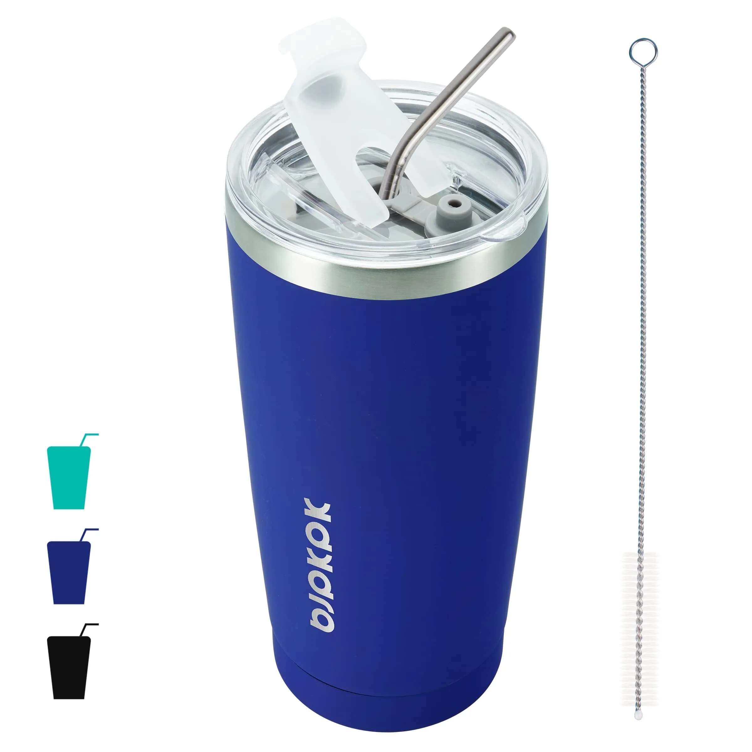 BJPKPK 30 oz (890 ml) Insulated Tumbler with Lid and Straw | Double Wall Vacuum Stainless Steel — A-Blue