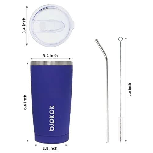 BJPKPK 20 oz Insulated Stainless Steel Tumbler with Lid & Straw | Keeps Drinks Cold 24 Hrs, Hot 12 Hrs thumbnail 3
