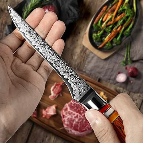 F FANTECK 5.5" Damascus Boning Knife | Japanese High Carbon Steel Fillet Knife with Sheath thumbnail 2
