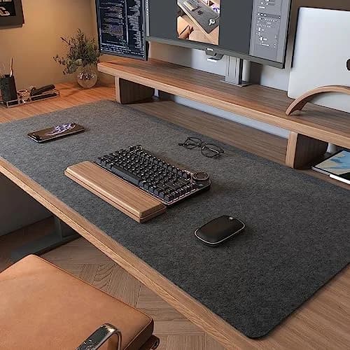 DAWNTREES Large Felt Desk Mat 101cm x 40cm (40''x16'') | Noise-Absorbing & Scratch-Resistant for Office & Home thumbnail 2