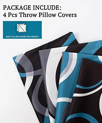 Asrnten Blue and Black Throw Pillow Covers 18x18 Inches (45x45 cm) Set of 4 | Modern Geometric Abstract Decor thumbnail 5