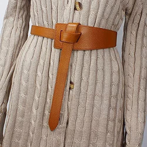Glamorstar Women Leather Belts Vintage Irregular Waist Belt for Dresses Tie Knot Waistband Belt Brown 120CM/47.2IN | Adjustable Tie Closure thumbnail 6