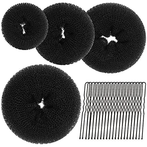 Teenitor Black Hair Donut Bun Maker Set | Extra-large, Large, Medium, Small Sizes with 20 Bobby Pins thumbnail 1
