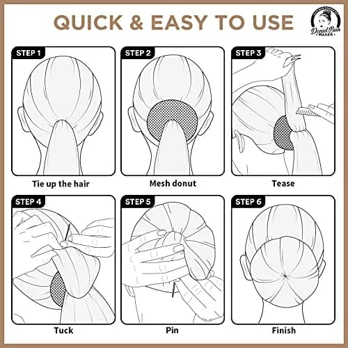 Teenitor Black Hair Donut Bun Maker Set | Extra-large, Large, Medium, Small Sizes with 20 Bobby Pins thumbnail 7