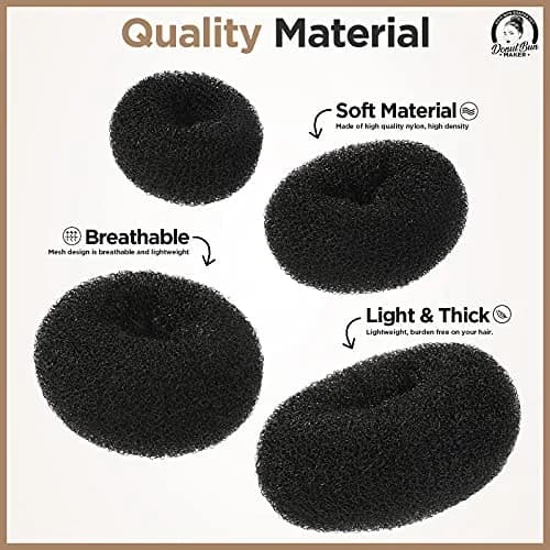 Teenitor Black Hair Donut Bun Maker Set | Extra-large, Large, Medium, Small Sizes with 20 Bobby Pins thumbnail 3