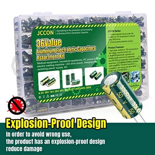BEEYUIHF Aluminum Electrolytic Capacitor Assortment Kit 925Pcs (1uF-1500uF, 10V-63V) | Radial Lead, -40 to +105°C, 2000+ Hour Life thumbnail 4