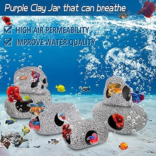 Ameliade Ceramic Betta Fish Tank Rock Cave Decor 9.5cm (3.74in) | Natural Stone Texture for Hiding & Breeding thumbnail 5