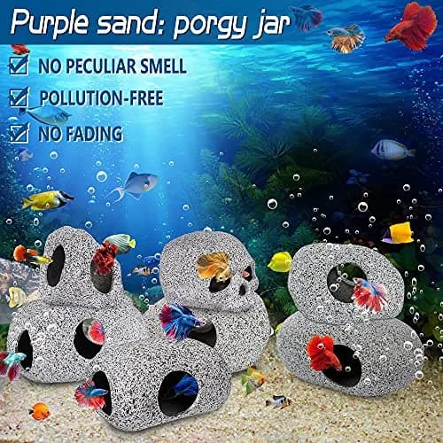 Ameliade Ceramic Betta Fish Tank Rock Cave Decor 9.5cm (3.74in) | Natural Stone Texture for Hiding & Breeding thumbnail 7