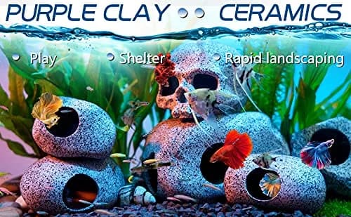Ameliade Ceramic Betta Fish Tank Rock Cave Decor 9.5cm (3.74in) | Natural Stone Texture for Hiding & Breeding thumbnail 3