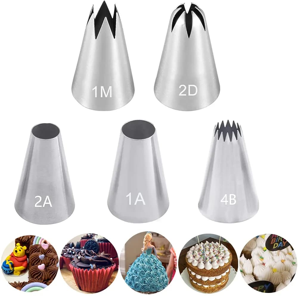 Bmaacye Icing Piping Tip Set,3 Large Decorating Tips Stainless Steel | Cake & Cupcake Decorating Tools — Type 5