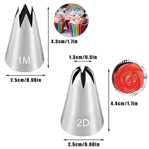Bmaacye Large Piping Tips Set for Cake Cupcake Decorating | 5 Stainless Steel Nozzles for Creative Frosting (70-120 chars) thumbnail 3