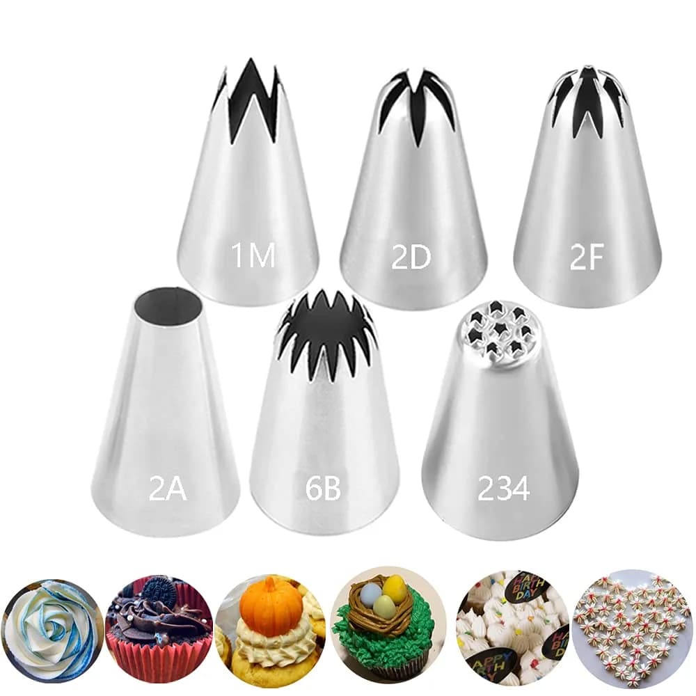 Bmaacye Icing Piping Tip Set,3 Large Decorating Tips Stainless Steel | Cake & Cupcake Decorating Tools — Type 6