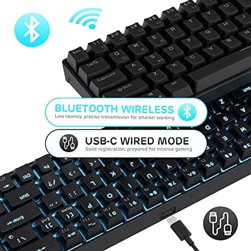 RK ROYAL KLUDGE RK68 Wireless Mechanical Keyboard 65% Compact Bluetooth Gaming Keyboard with Red Switches thumbnail 4