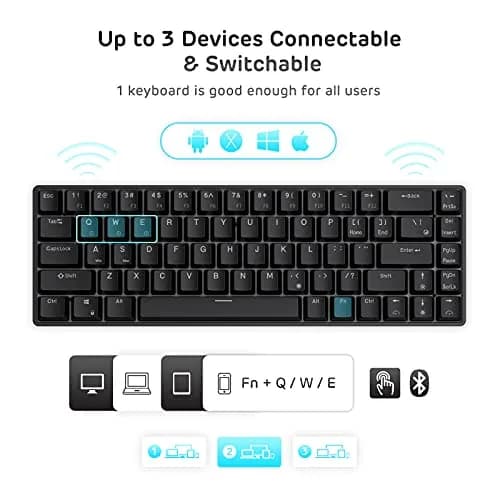 RK ROYAL KLUDGE RK68 Wireless Mechanical Keyboard 65% Compact Bluetooth Gaming Keyboard with Red Switches thumbnail 5