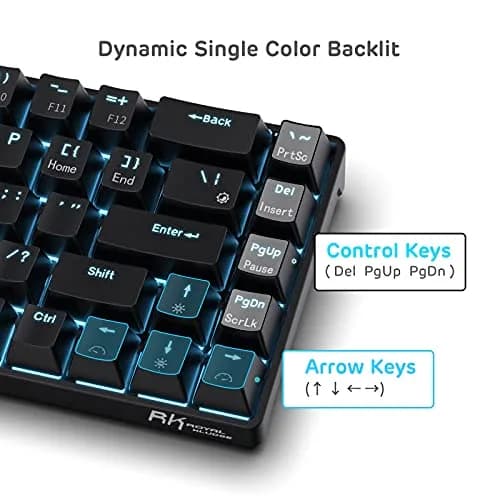 RK ROYAL KLUDGE RK68 Wireless Mechanical Keyboard 65% Compact Bluetooth Gaming Keyboard with Red Switches thumbnail 6