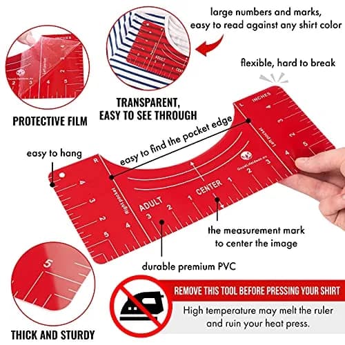 Good Life Ideas T-Shirt Ruler Guide for Vinyl Alignment - Set of 7 with Organizer Case thumbnail 4