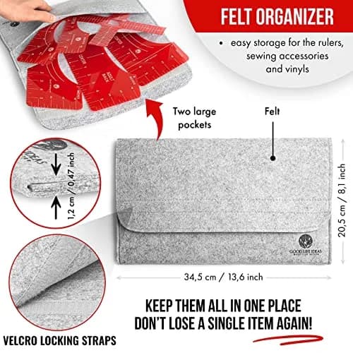 Good Life Ideas T-Shirt Ruler Guide for Vinyl Alignment - Set of 7 with Organizer Case thumbnail 3