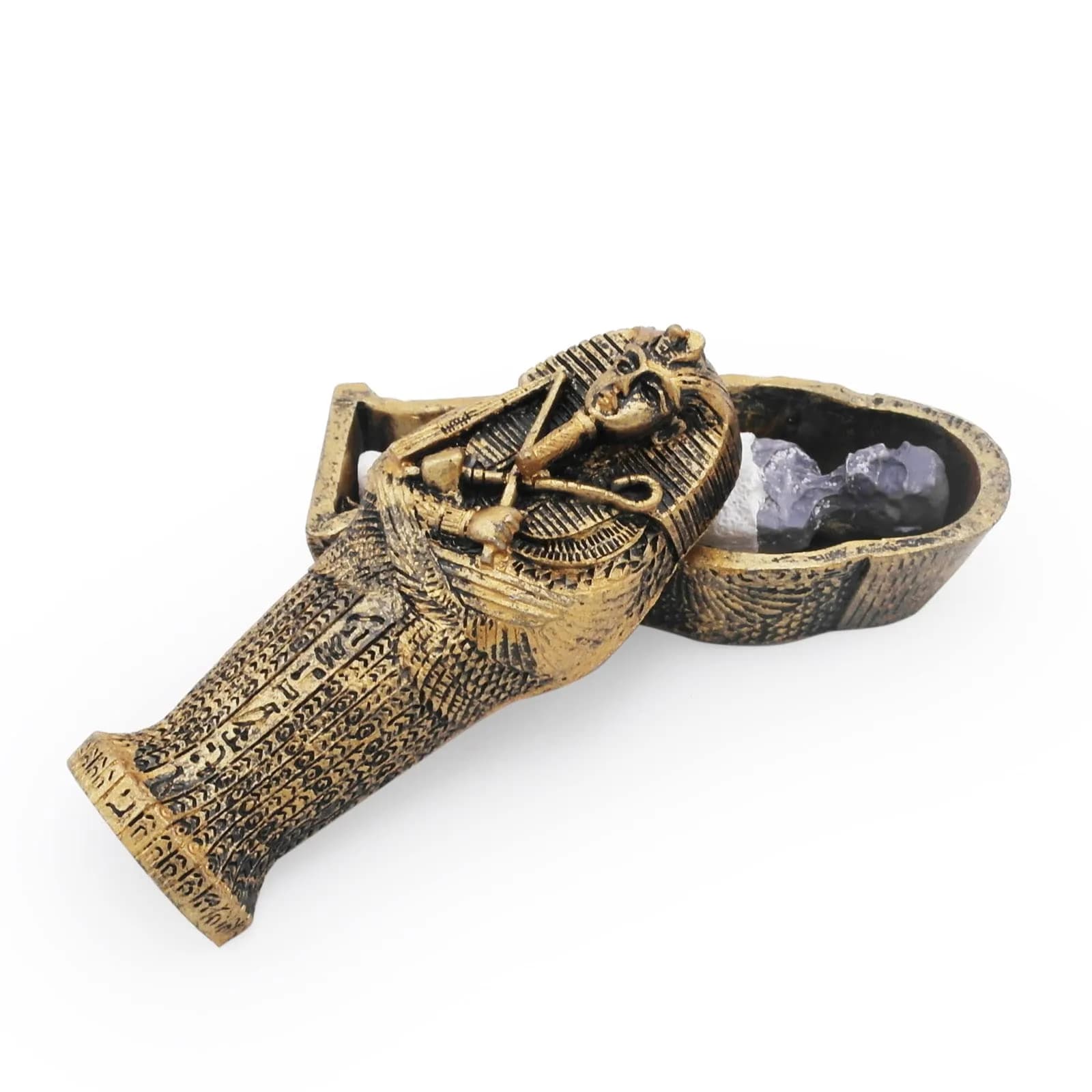 Kocris Casa Ancient Egypt Priest Skull Decoration for Aquariums & Terrariums | 5.33cm (2.1" H) Resin Sculpture — Mummy Coffin Brown