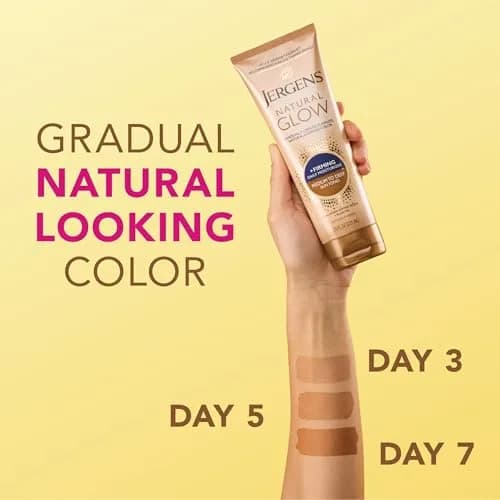 Jergens Natural Glow +Firming Body Lotion, Medium-Deep, 2x222ml (7.5 Fl Oz) | Gradual Tan & Cellulite Reduction thumbnail 3