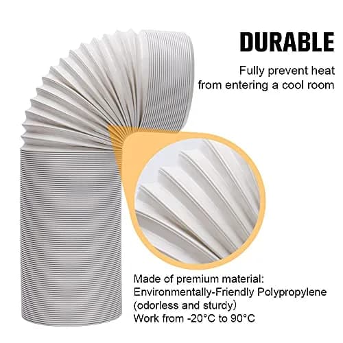 UNAOIWN Portable Air Conditioner Exhaust Hose 5.9" Diameter Extendable up to 78.7" | Anti-Clockwise Thread, Durable Polypropelene thumbnail 3