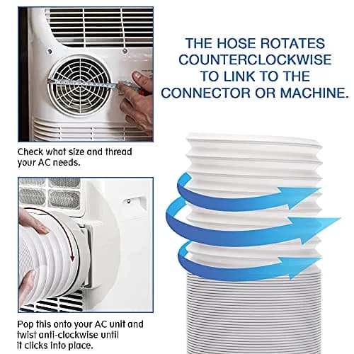 UNAOIWN Portable Air Conditioner Exhaust Hose 5.9" Diameter Extendable up to 78.7" | Anti-Clockwise Thread, Durable Polypropelene thumbnail 4