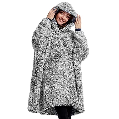 HORIMOTE HOME Oversized Sherpa Wearable Blanket Hoodie for Adults, Women, Men & Kids | Super Warm Light Weight thumbnail 1