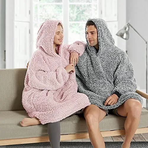 HORIMOTE HOME Oversized Sherpa Wearable Blanket Hoodie for Adults, Women, Men & Kids | Super Warm Light Weight thumbnail 2