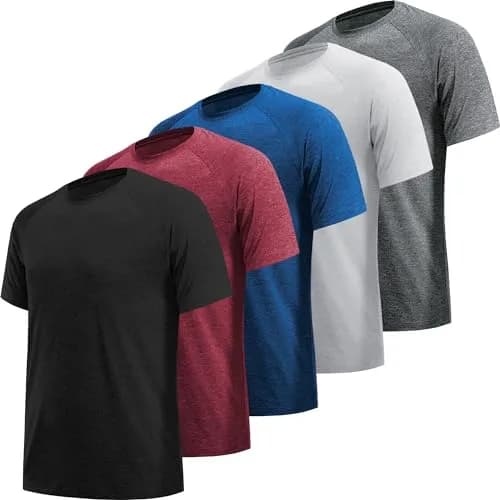 MLYENX 5 Pack Workout Shirts for Men Regular Fit | Quick Dry Moisture Wicking Active T-Shirts (Large) thumbnail 1