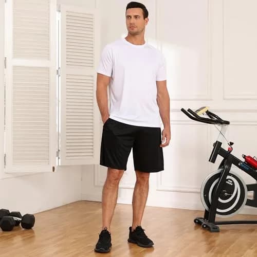 MLYENX 5 Pack Workout Shirts for Men Regular Fit | Quick Dry Moisture Wicking Active T-Shirts (Large) thumbnail 5