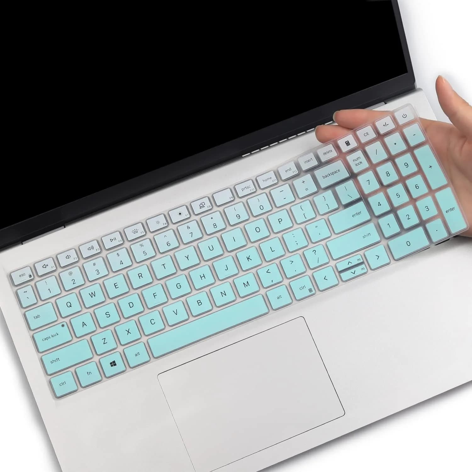 MUBUY-GOL Black Silicone Keyboard Cover for Dell Inspiron 15 3510 3511 3515 3525 3530 3535 5510 5515 5518 7510 15.6" | US Layout Spill-Proof Protector — MintGreen