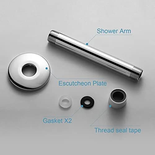 OFFO 6 inch (15.24cm) Ceiling Mount Shower Arm with Flange | Stainless Steel Chrome thumbnail 6