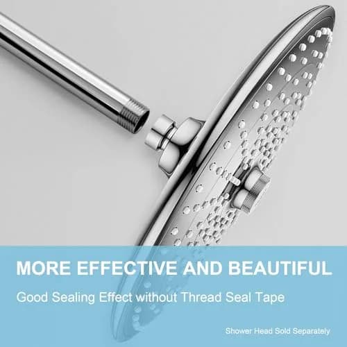 OFFO 6 inch (15.24cm) Ceiling Mount Shower Arm with Flange | Stainless Steel Chrome thumbnail 2
