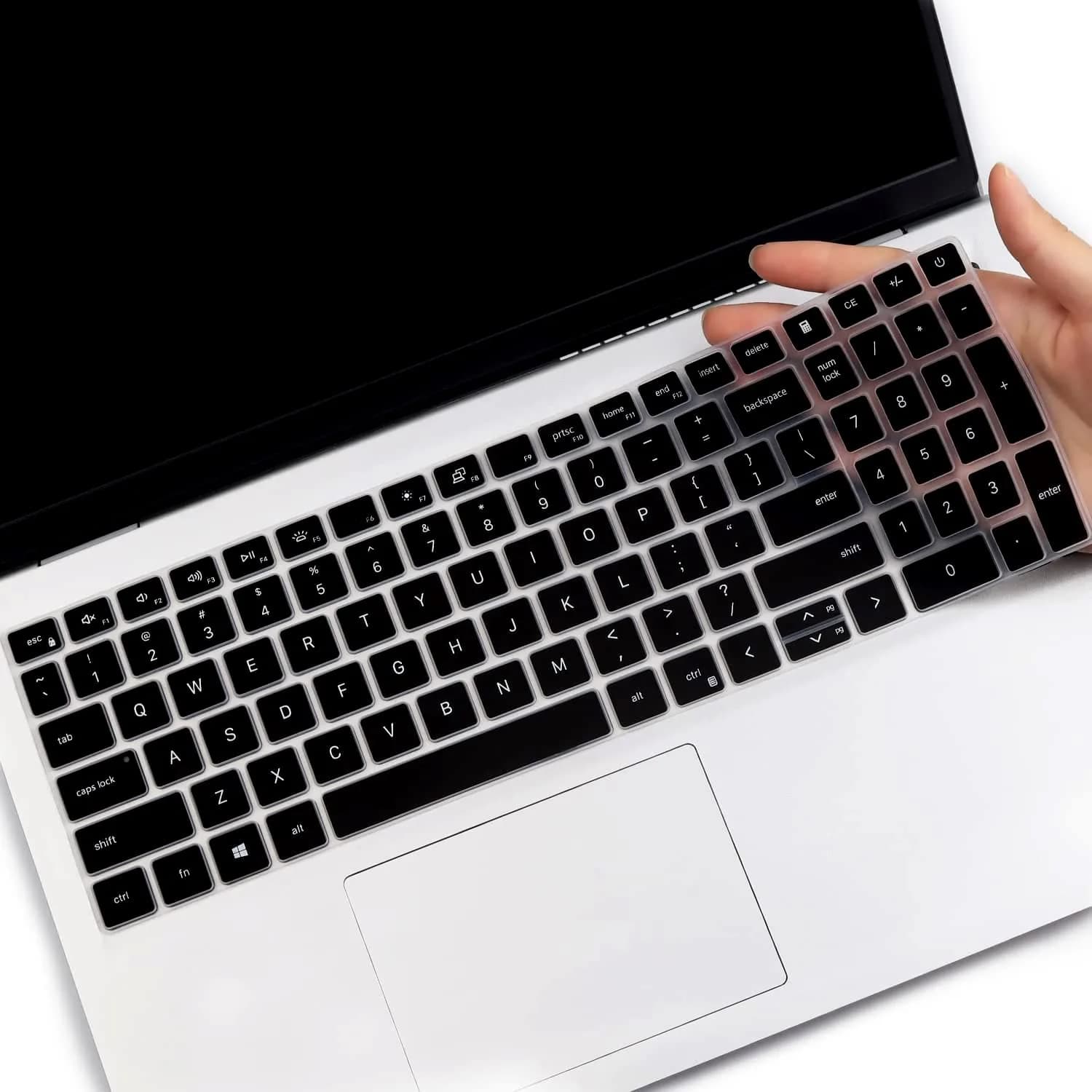 MUBUY-GOL Black Silicone Keyboard Cover for Dell Inspiron 15 3510 3511 3515 3525 3530 3535 5510 5515 5518 7510 15.6" | US Layout Spill-Proof Protector - main product image