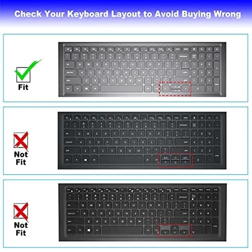 MUBUY-GOL Black Silicone Keyboard Cover for Dell Inspiron 15 3510 3511 3515 3525 3530 3535 5510 5515 5518 7510 15.6" | US Layout Spill-Proof Protector thumbnail 2