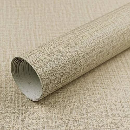 TANONE Khaki Grasscloth Peel and Stick Wallpaper 39.9 cm x 5 m (15.8 in x 197 in) | Realistic Textured Beige Wall Paper for Cabinets, Drawers, Kitchen thumbnail 7